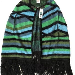 Vertigo Peacock Eyelash Shawl Cape Shrug Sweater